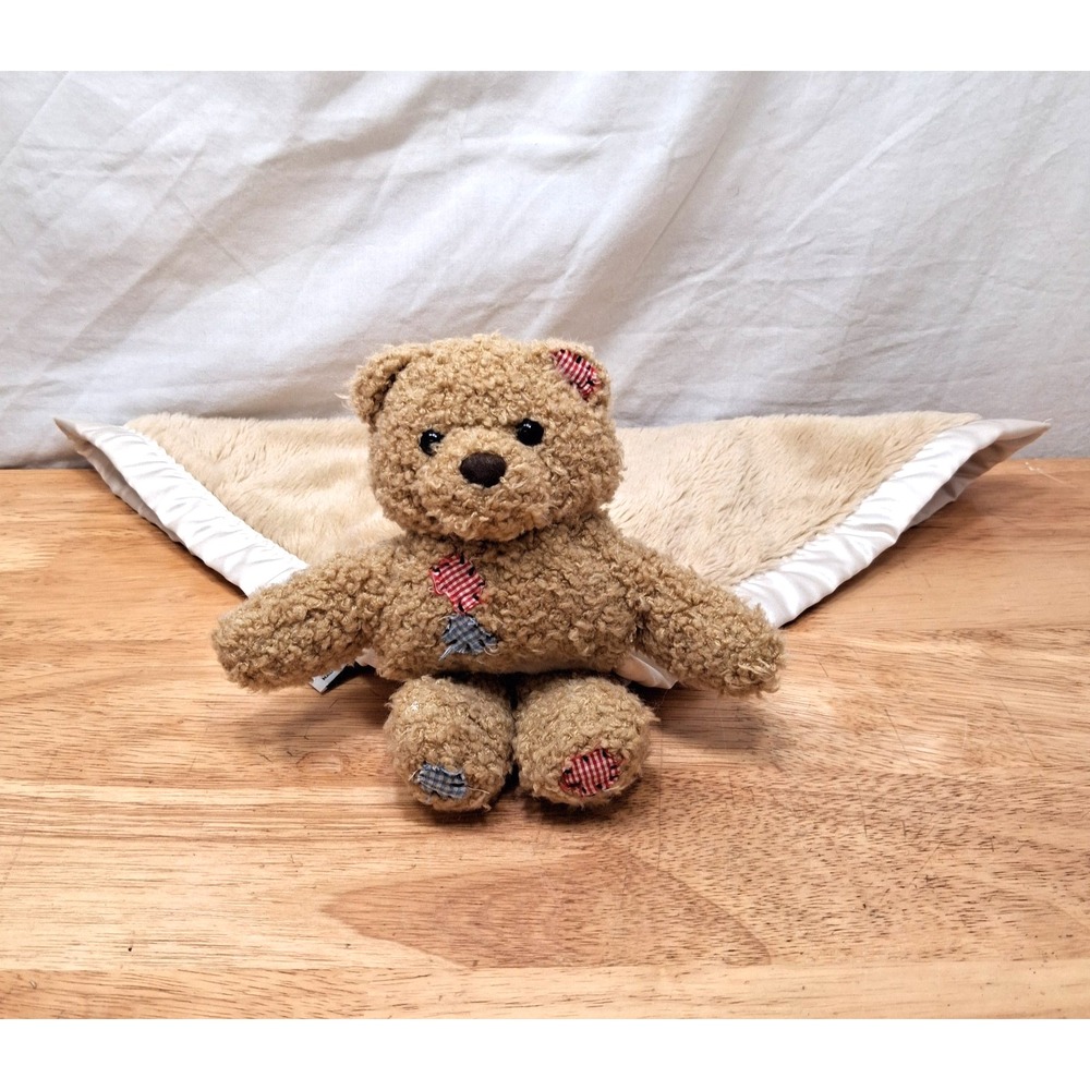 My Banky BILLY Teddy Bear Patches Plush Baby Lovey Security Blanket Satin Trim